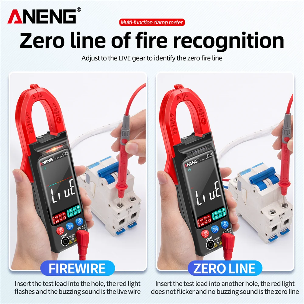 ANENG ST212 DC/AC Current Digital Clamp Meter 6000 Counts 400A Amp Multimeter Large Color Screen Voltage Tester Car Hz NCV Ohm