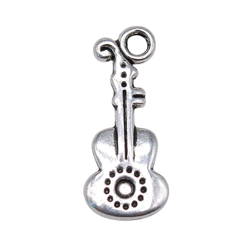 40pcs 21x9mm Guitar Charms Antique Silver Plated Pendant Charms For Jewelry Making Jewelry Accessories