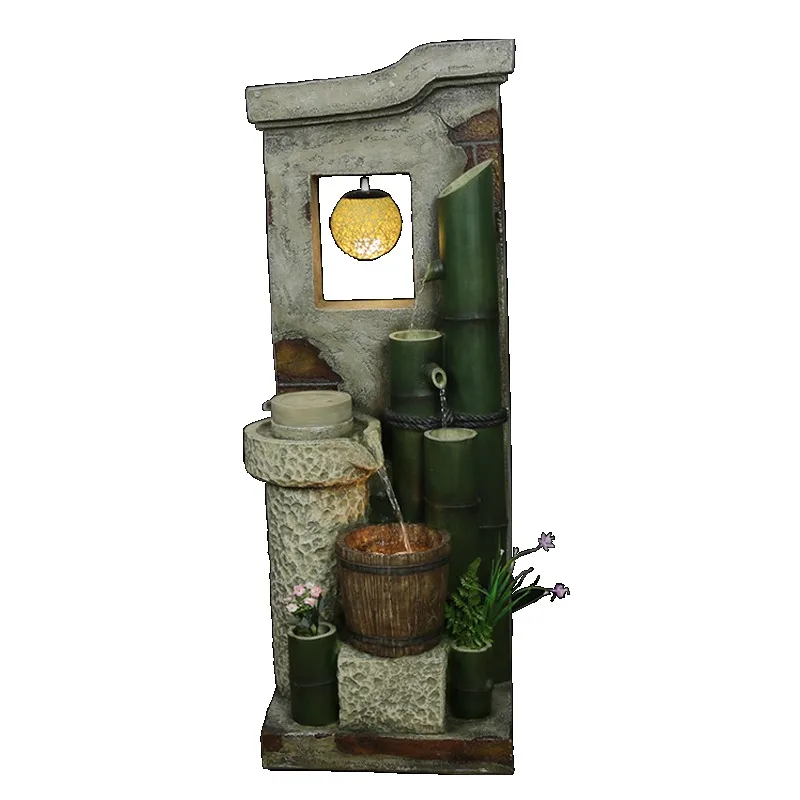 Stone Mill Feng Shui Wheel Indoor Rockery Flowing Water Fountain Fortune Landscape Balcony Living Room Chinese Decor Ornament