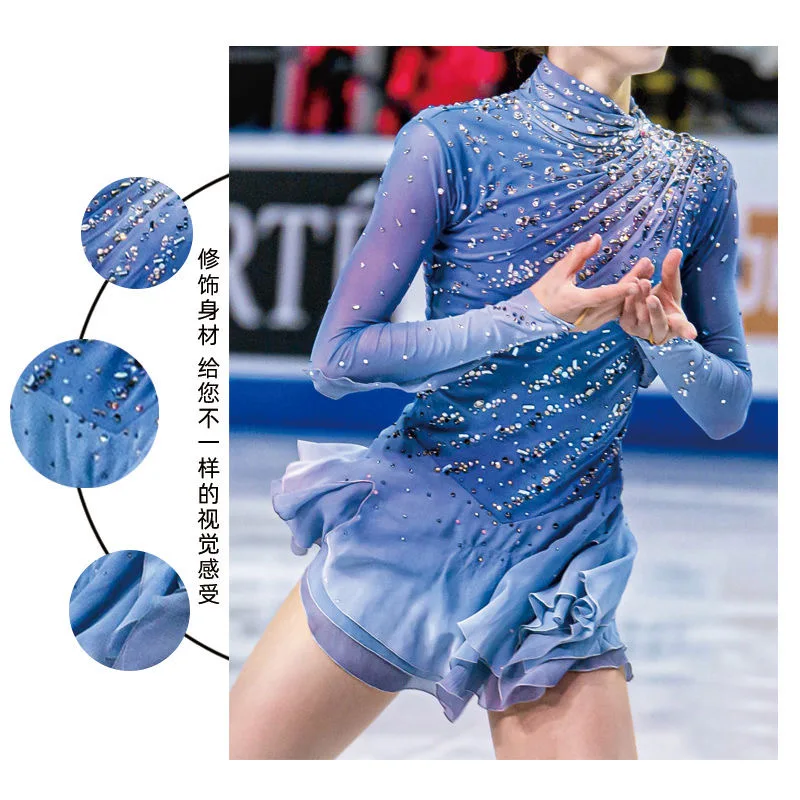 

Pattern skating performance clothing bodybuilding competition art cheerleading women's competition clothing black