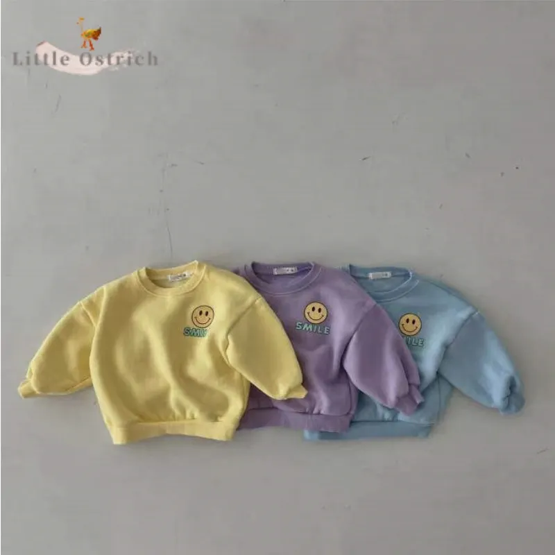 Newborn Baby Girl Boy Cotton Hoodie Infant Toddler Child Long Sleeve Sweatshirt Letter Fleece Inside Pullover Baby Clothes 3-18M