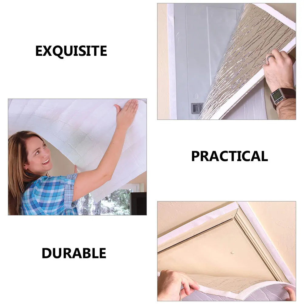 Attic Fan Cover 129x129cm Aluminum Film Reusable Hook Loop Insulation Cover Ceiling Fan Shutter Return Vent Air Leak
