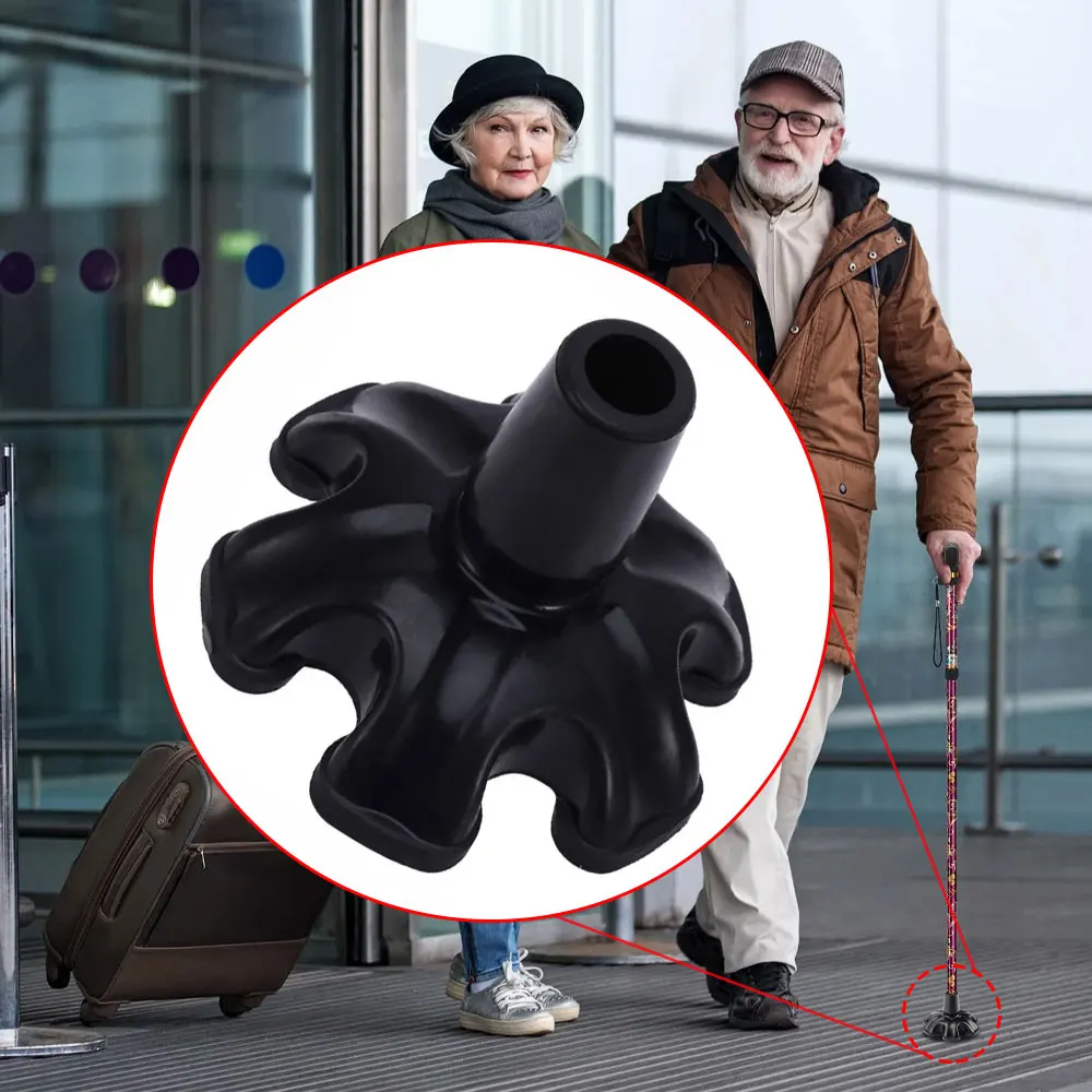 Heavy Duty Rubber Cane Tips Replacement Foot Pad Self Standing 6 Support Feet Base for Walking Canes Sticks 19mm 22mm