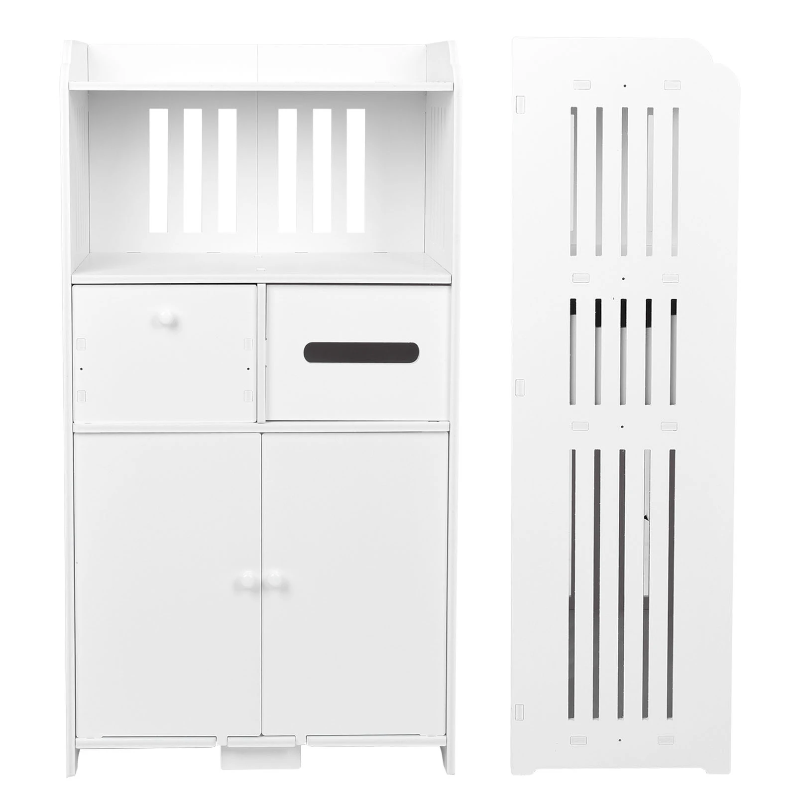 Bathroom Floor Storage Cabinet with Double Door Toilet Paper Storage Container Bathroom Organizer Furniture Bathroom Furniture