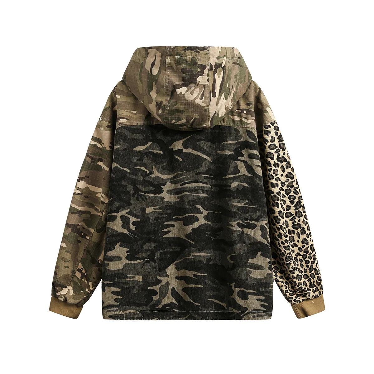 Vintage Patchwork Jacket Mens Harajuku Y2K Unisex Leopard Camouflage Jackets 2025 Man Fashion Causal Hooded Coats Outwear