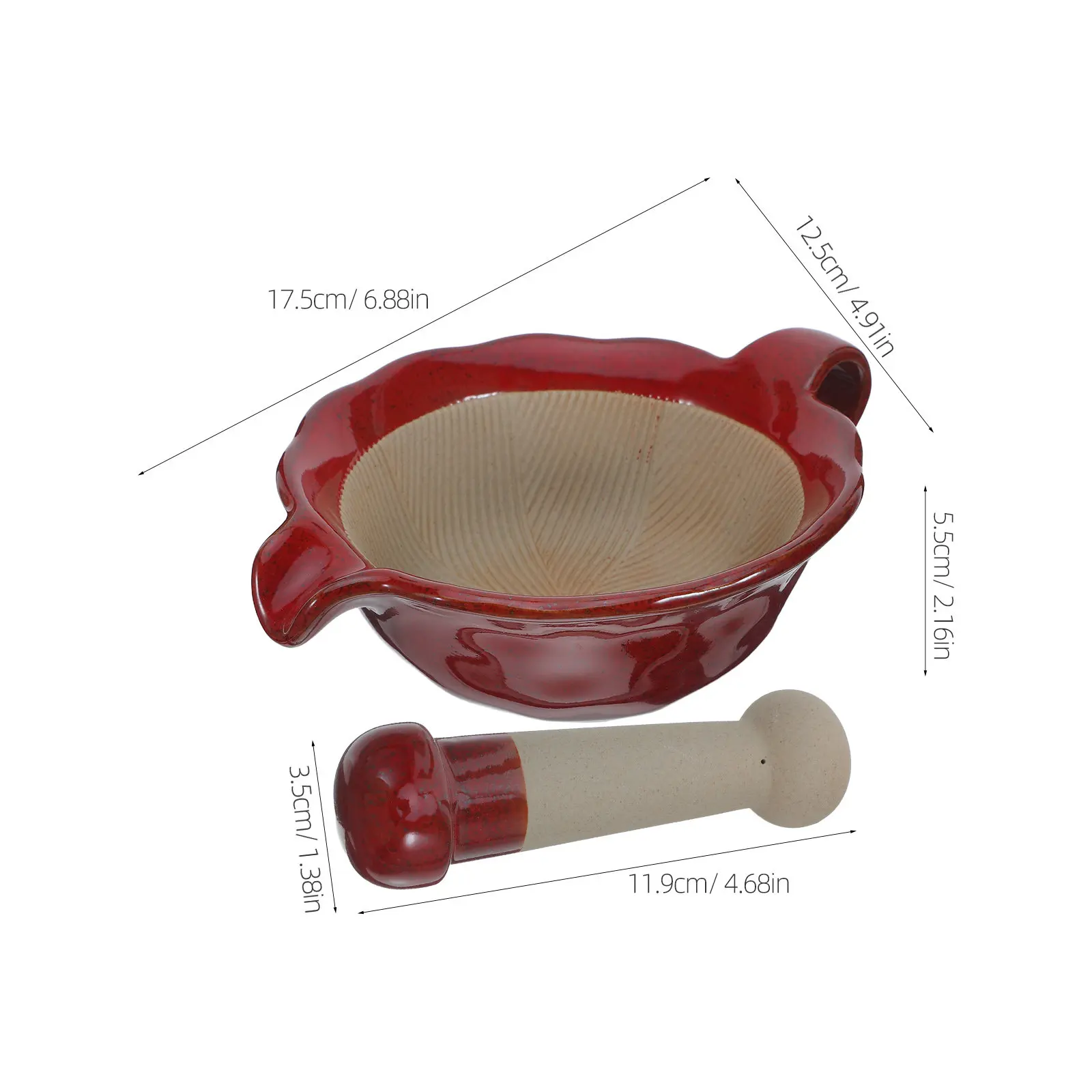 1Set Ridget Ceramic Grinding Bowl Tool Set Manual Pestle for Food Mashing Spice Grinding Face Mask Prep Fruit Veggie Crushing