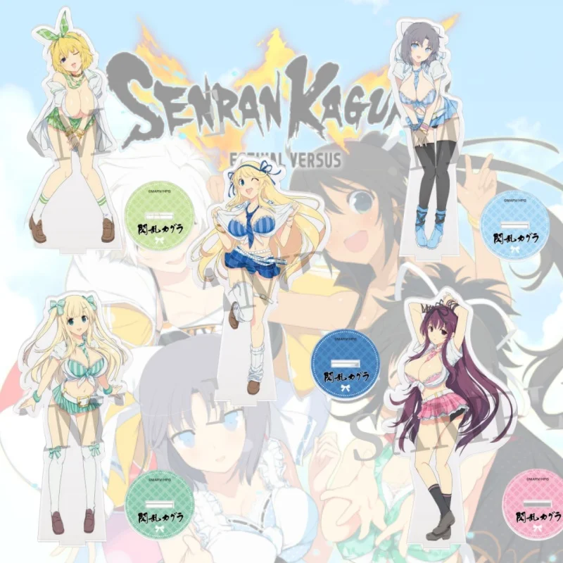Senran Kagura Kimono School Uniform Acrylic Stand, Cute Ninja Girls Anime Merch Asuka Yumi Hibari Desktop Ornament Keychain