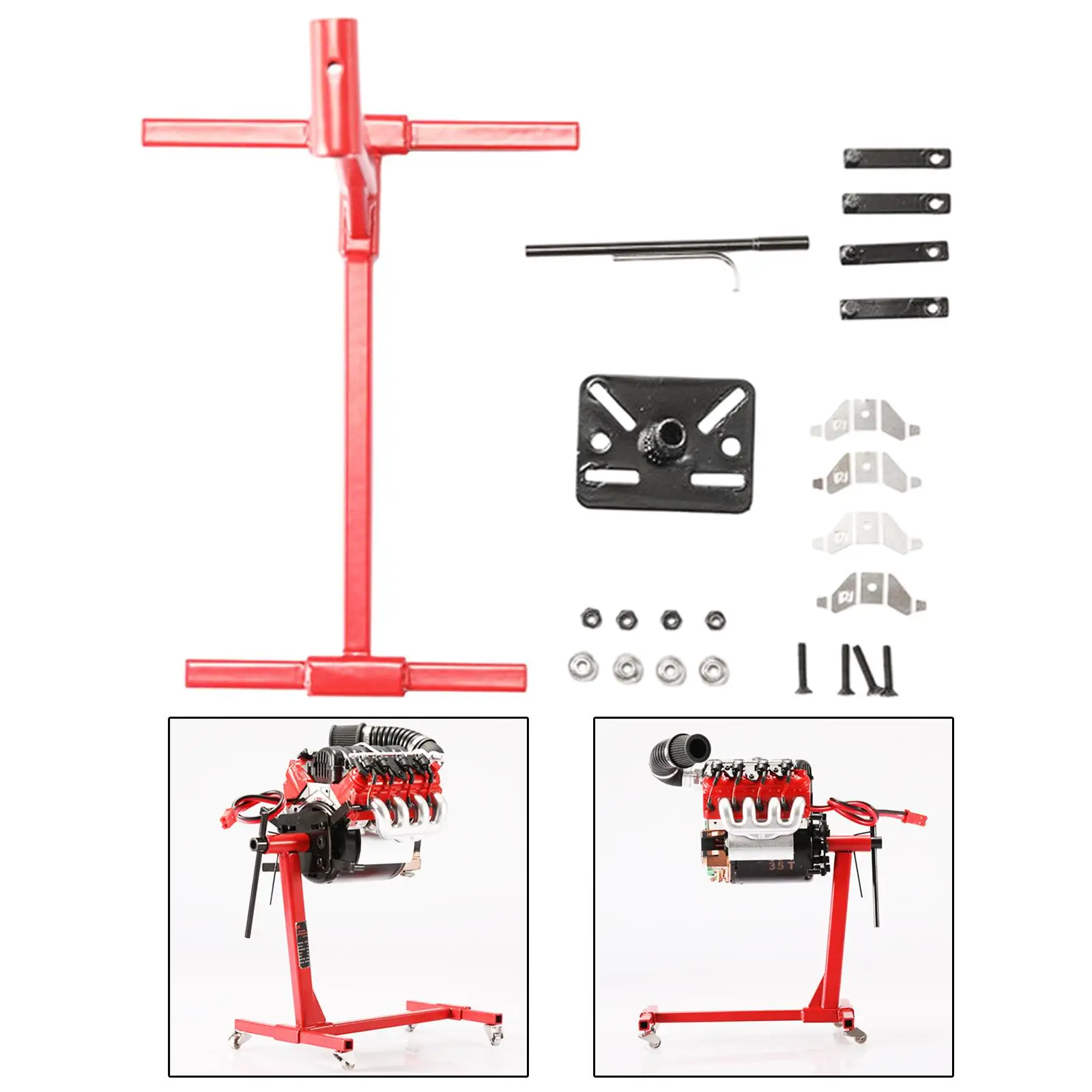 Rotatable Simulated Stainless Steel V8 Motor Engine Flip Maintenance Repair Bracket Stand Accessory