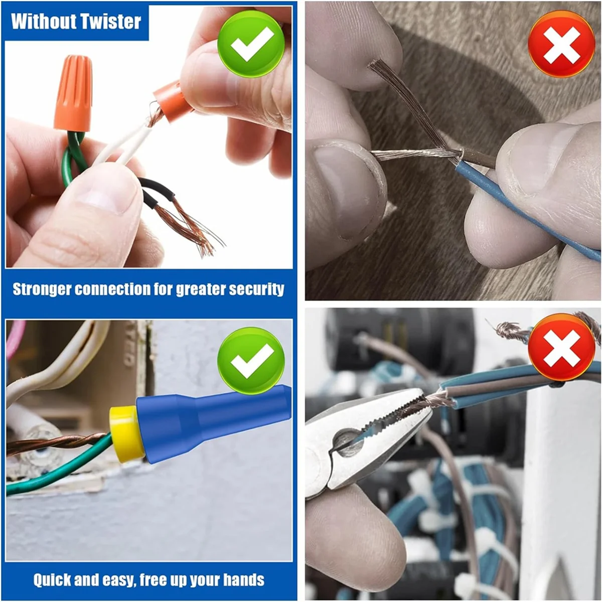 3 Pcs Wire Twisting Tool, 6mm Hex Shank Cable Wire Stripper for Drill, 2-6 Ways, Stripping and TwistWire Cable