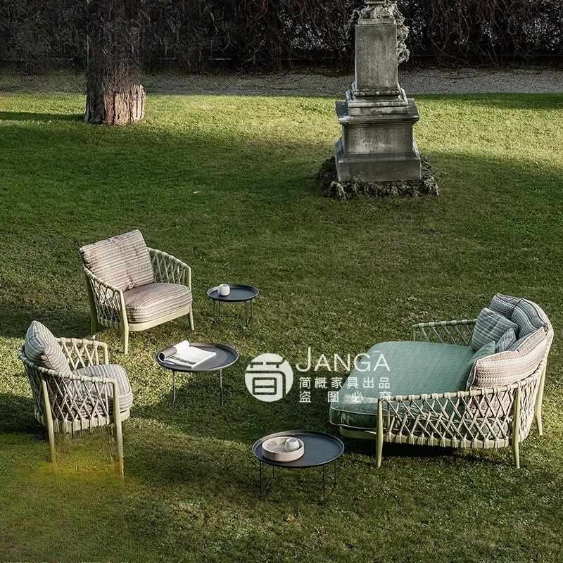 Outdoor rattan sofa villa courtyard garden open-air balcony rope leisure rattan chair scenic public furniture