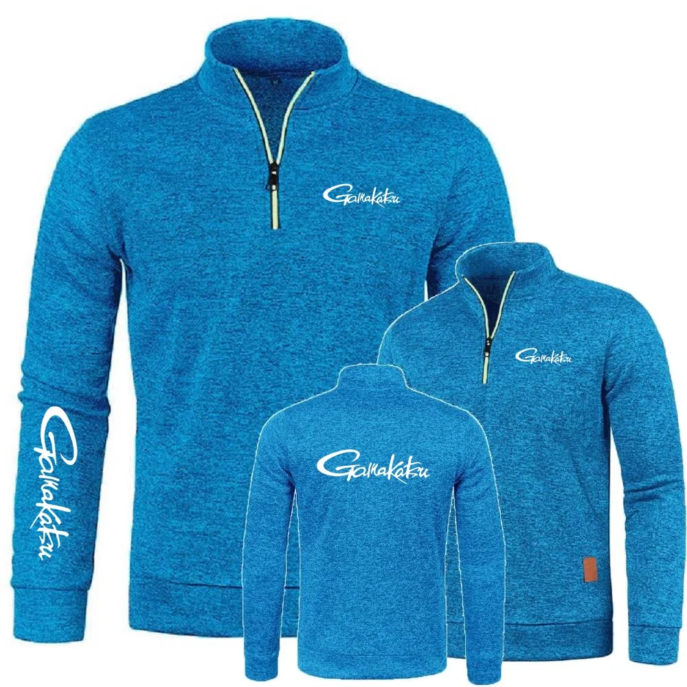 بلوزات نصف سحاب لينة الصوف الياقة المدورة سترة Gamakatsu الصيد رجالي البلوز جيرسي عادية متماسكة ملابس رياضية الشارع الشهير #4