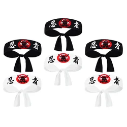 6pcs Ninja Chef Headband Japanese Hachimaki Hat Party Decorations Black Karate Samurai Chef Headdress Karate Warriors Headband