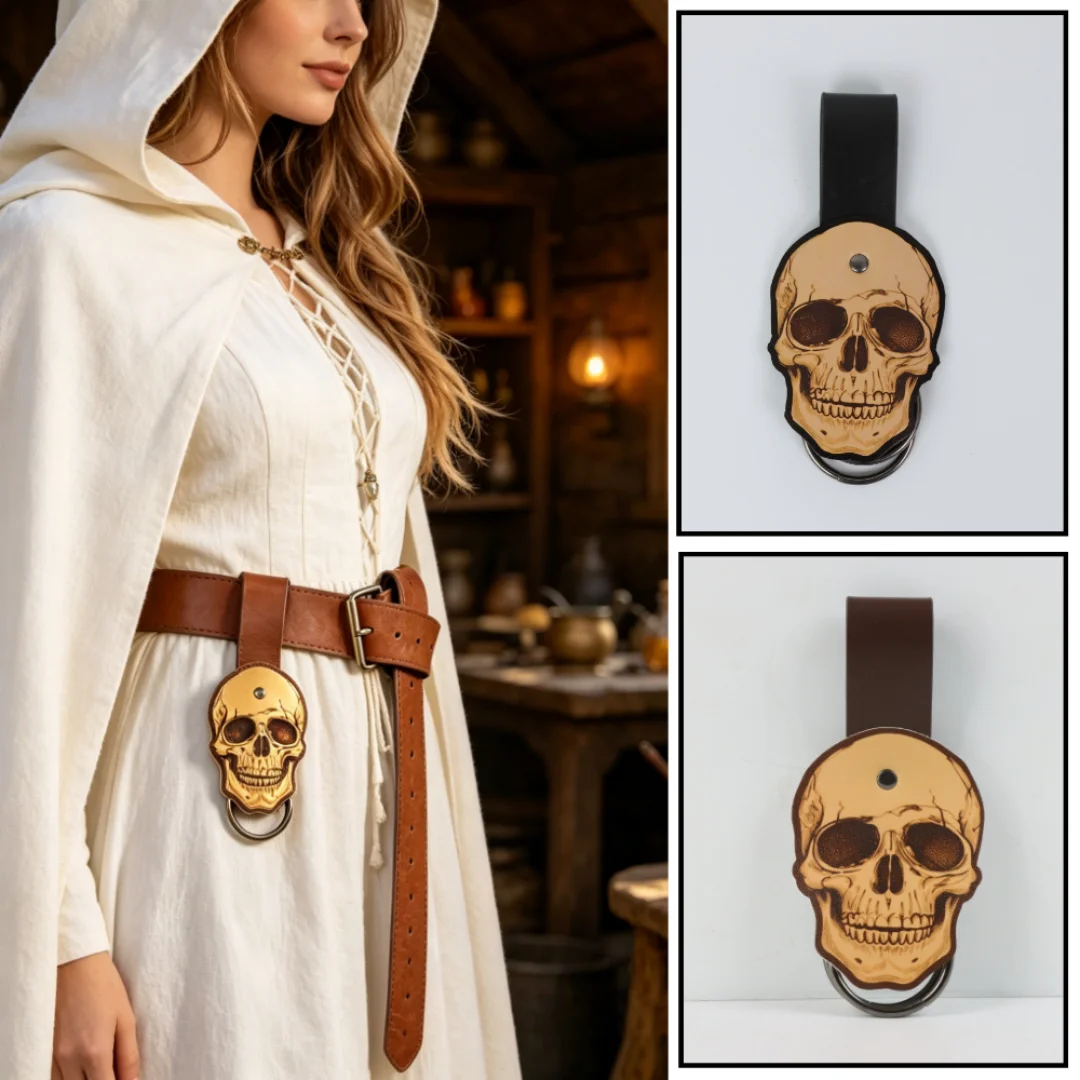 Cinturón de disfraz vikingo de la época medieval renacentista, de cuero PU, para exteriores, con clip para falda, para festivales renacentistas, LARP, cosplay.