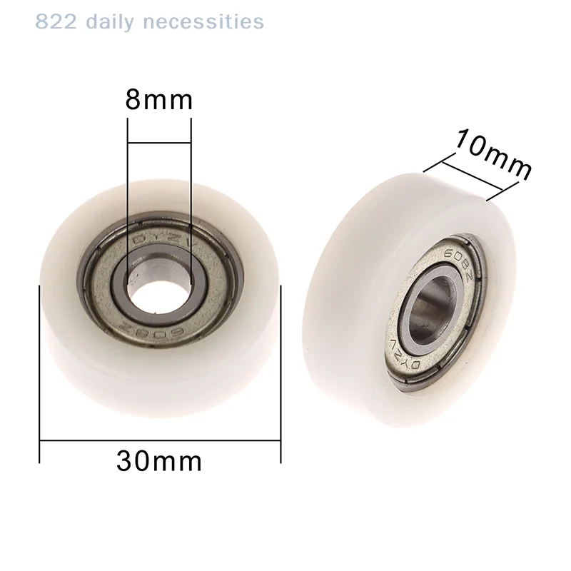 convenient1Pcs 608 ZZ 8*30*10mm POM Nylon Round Type Roller Wheel POM Wrapped 608ZZ Bearing Pulley Plastic Wheel Bearing Pulley
