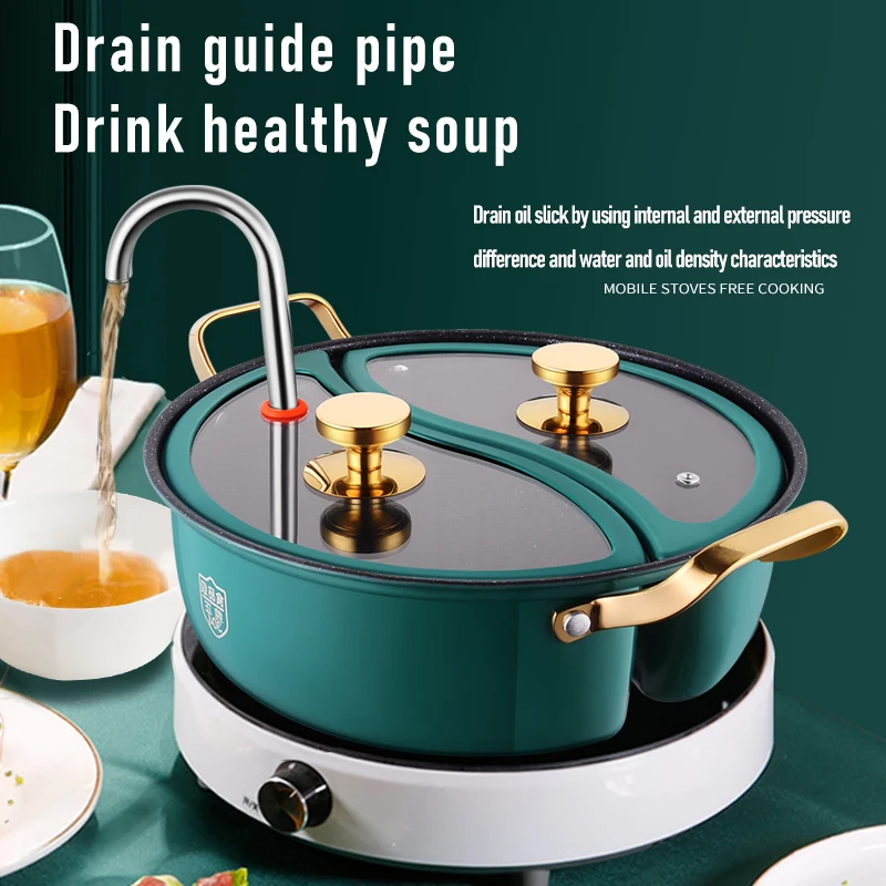 Mandarin Duck Pot With Two Lids Die Casting Maifan Stone 304 Stainless Steel Divided Pot Non-stick Two-Flavor Hot Pot view 5