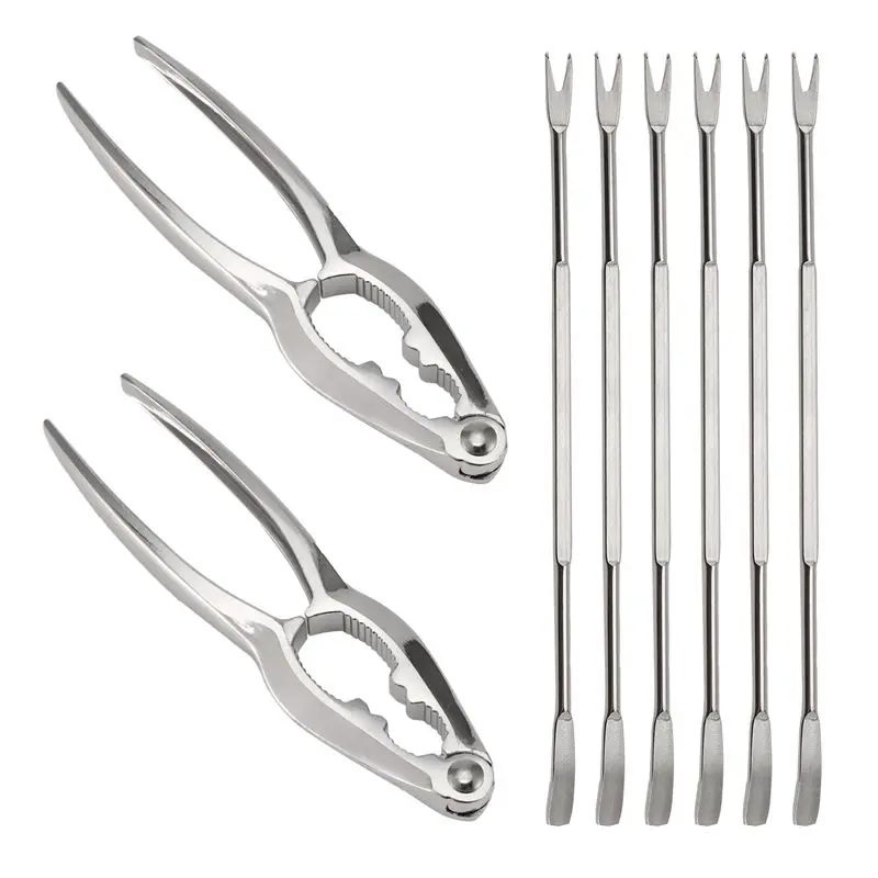 M12K-8 Piece Seafood Tool Kit, Stainless Steel Crab Leg Cracker And Forks Nut Cracker Set Shellfish Sheller