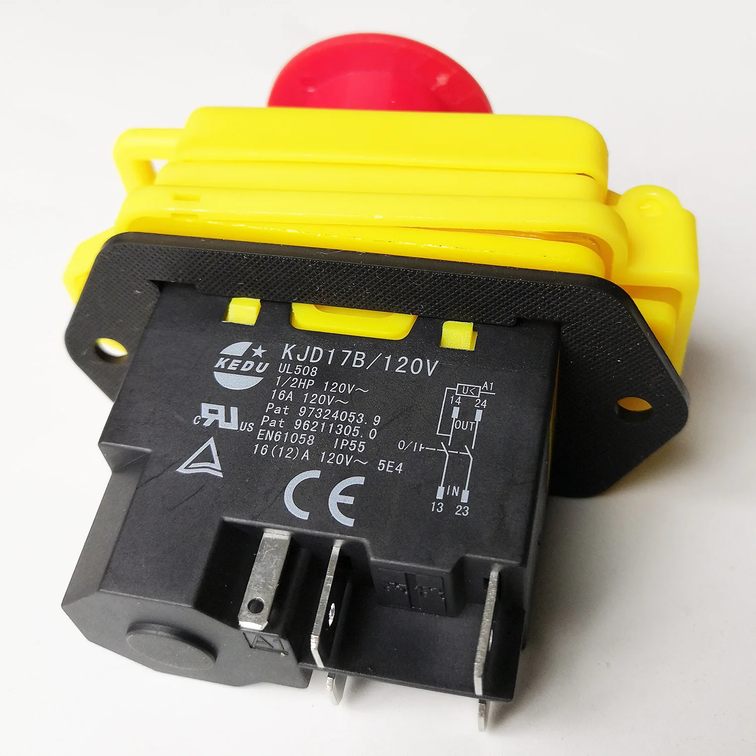 

KJD17B/120V 16A 5Pin водонепроницаемые электромагнитные кнопочные переключатели KEDU промышленный кнопочный переключатель с крышкой аварийной остановки