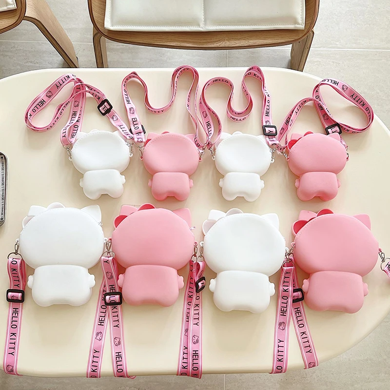 Sanrio hello kitty silicone crossbody sling saco bonito mensageiro viagem 3d sacos de ombro pequena bolsa saco do telefone para meninas presente