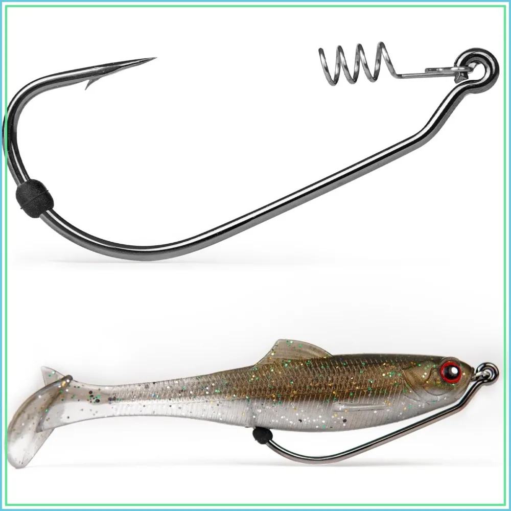 

Weedless Swimbait Hooks with Screw Lock & Bait Stopper - 1/0 to 7/0 for Bass Fishing