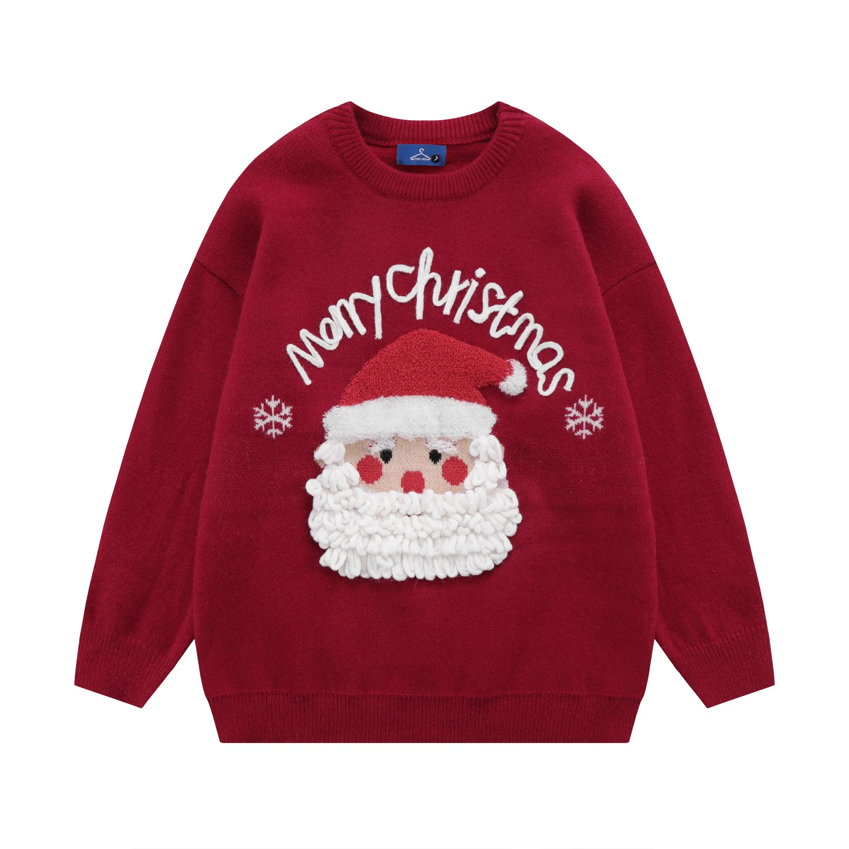 2024 American retro vintage Santa Claus round neck sweater for men and women versatile loose knitted sweater for couples trendy