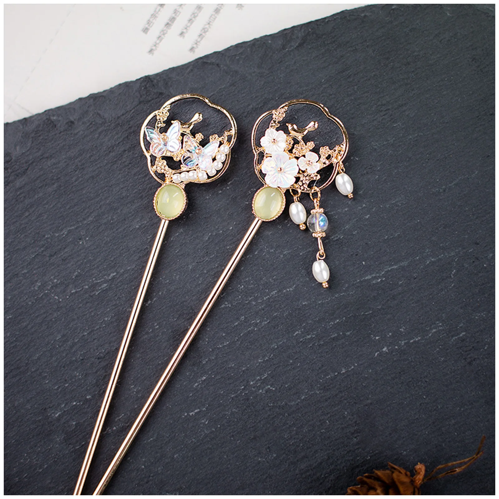 Women Vintage Hair Chopsticks Plating Hair Sticks Prong Updo Chignon Pins for Women Girls and Hairdressing Salon