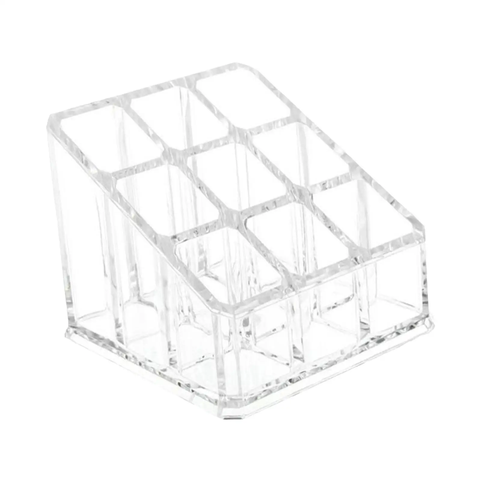 Clear Acrylic Lipstick Holder Storage Tray 9 Compartments Makeup Organizer Stand for Cosmetic Tubes Lip Gloss Display