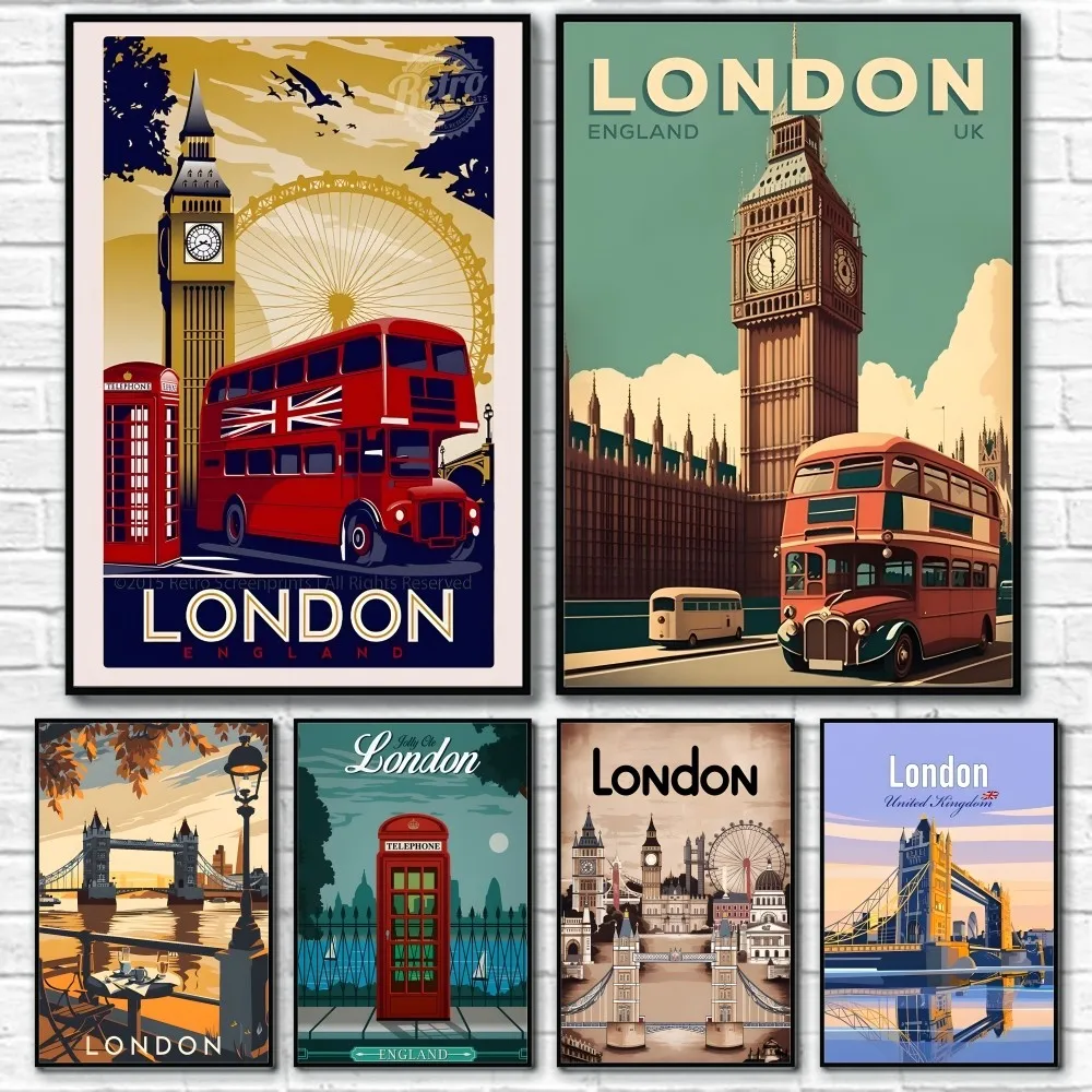 

UK Scenery Retro Poster 1pc Living Room Wall Decor Aesthetic Hallway Bedroom Bathroom Bar Festive Creative Waterproof