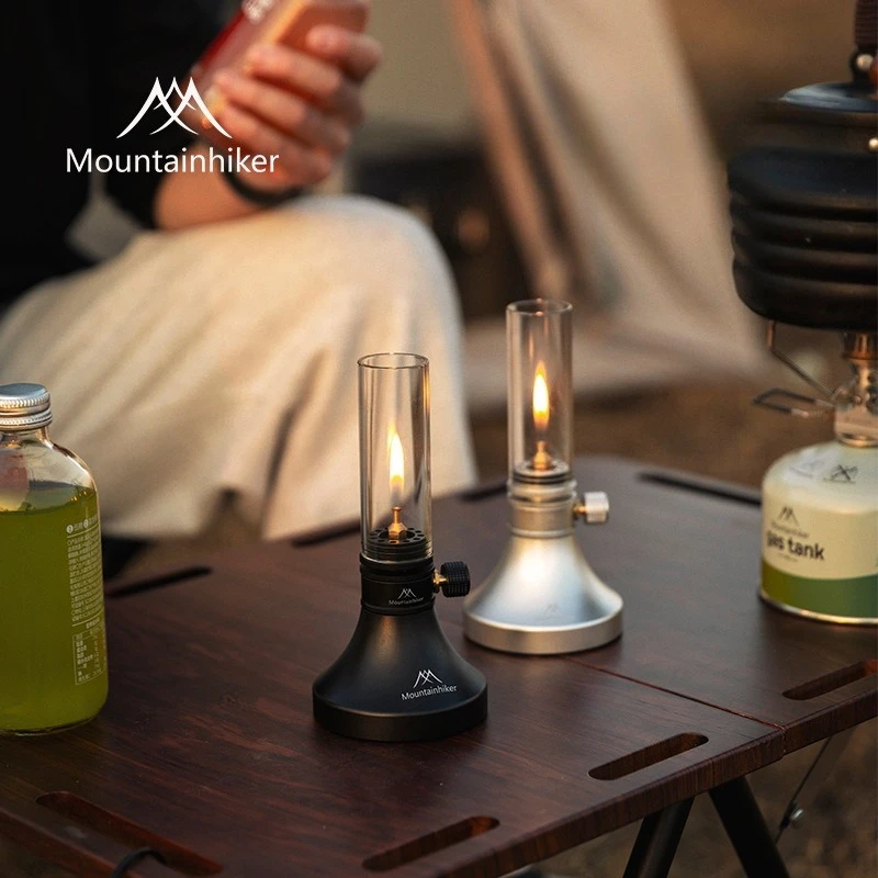 Lámpara Aladdin para acampar, bote de Gas plateado, lámpara de ambiente para acampar al aire libre, lámpara de vela portátil, encendedor de Gas