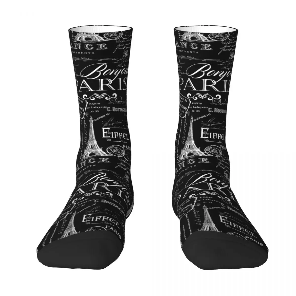 

Paris French Lifestyle With Eiffel Tower Allover Socks Harajuku Stockings All Season Long Socks Man's Woman's Birthday Present