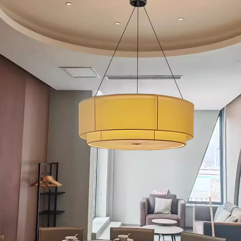 

New Chinese restaurant chandelier Chinese style banquet hall hotel box hotel retro zen dining fabric engineering lamp