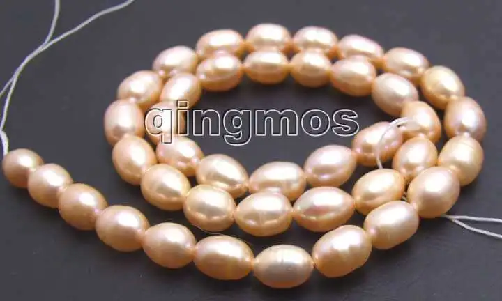 

Qingmos 7-8mm Rice Natural Freshwater Pink Pearl Loose Beads for Jewelry Making Necklace Bracelet Earring DIY Strands 14"