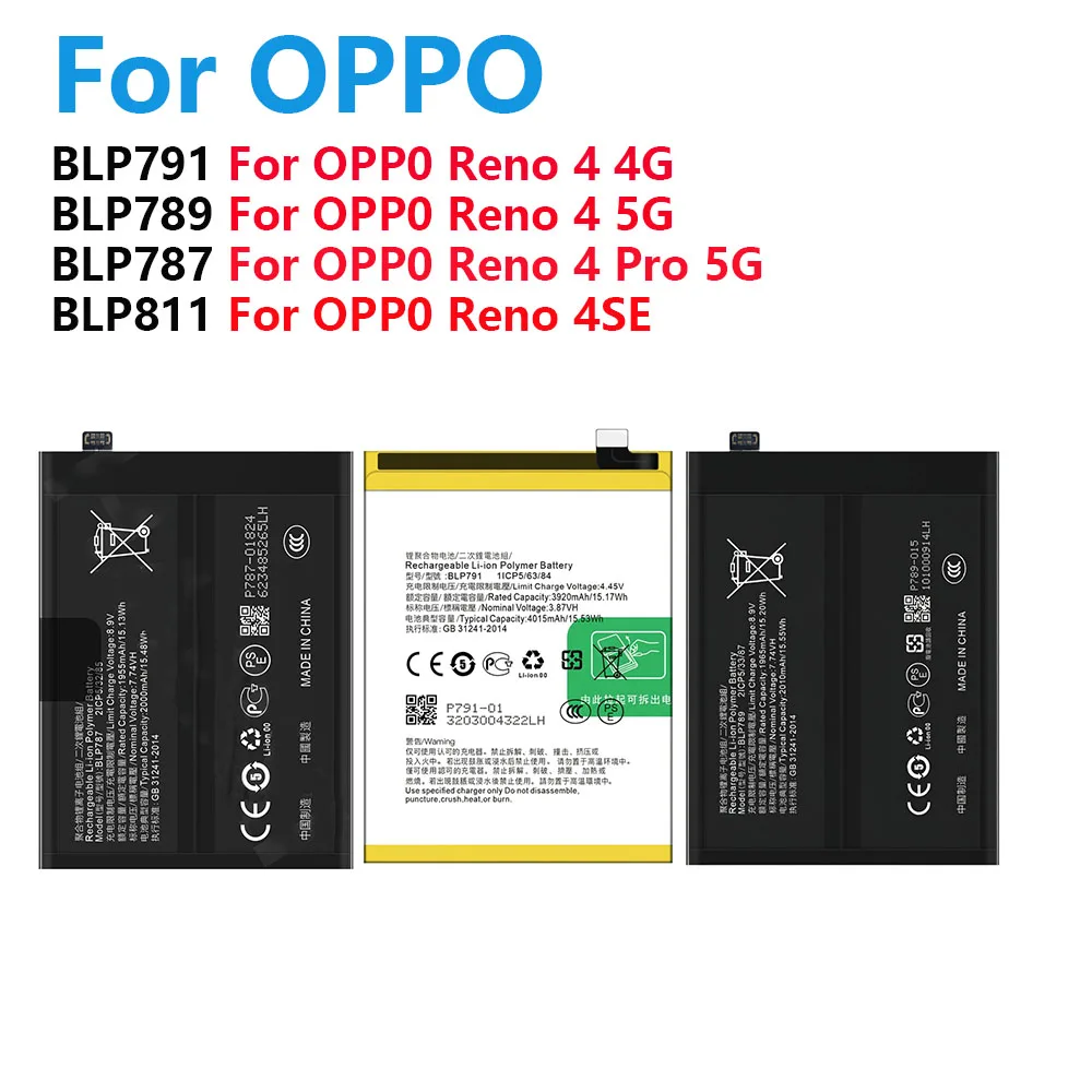 ISUNOO BLP787 BLP789 BLP791 BLP811 Battery For OPPO Reno 4 5G /4 Pro 5G/Reno 4 4G /Reno 4SE Capacity Mobile Phone Bateria