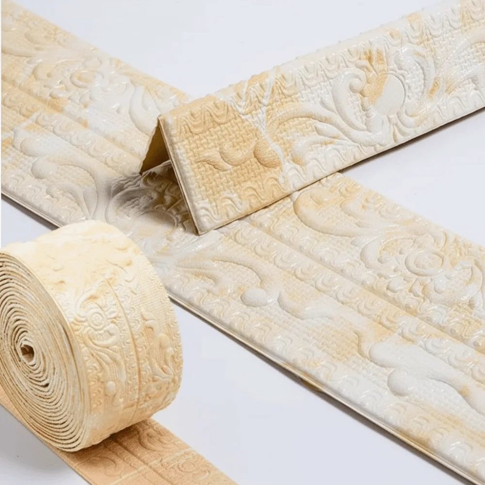 1 Roll Waterproof Ceiling Decoration Strip Antifouling Self-Adhesive Wall Sticker 3D Easy Installation Wall Trim Line