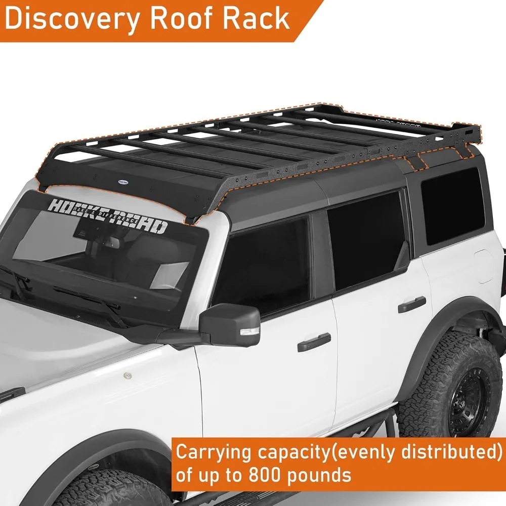 Bronco Roof Rack Aluminum Cross Bars, Full-Length Cargo Carrier Basket for 2021 2022 2023 2024 2025 Ford Bronco 4-Door Hardtop