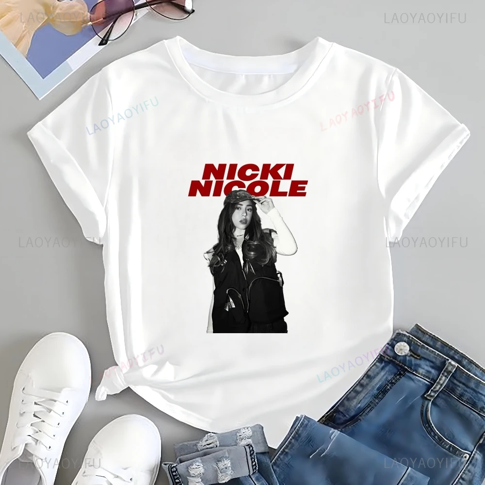 

Футболка с принтом Nicki Nicole Rap, топ Nicki Nicole, нейтральный тренд, рубашка унисекс с короткими рукавами в стиле Харадзюку, футболка большого размера с графикой