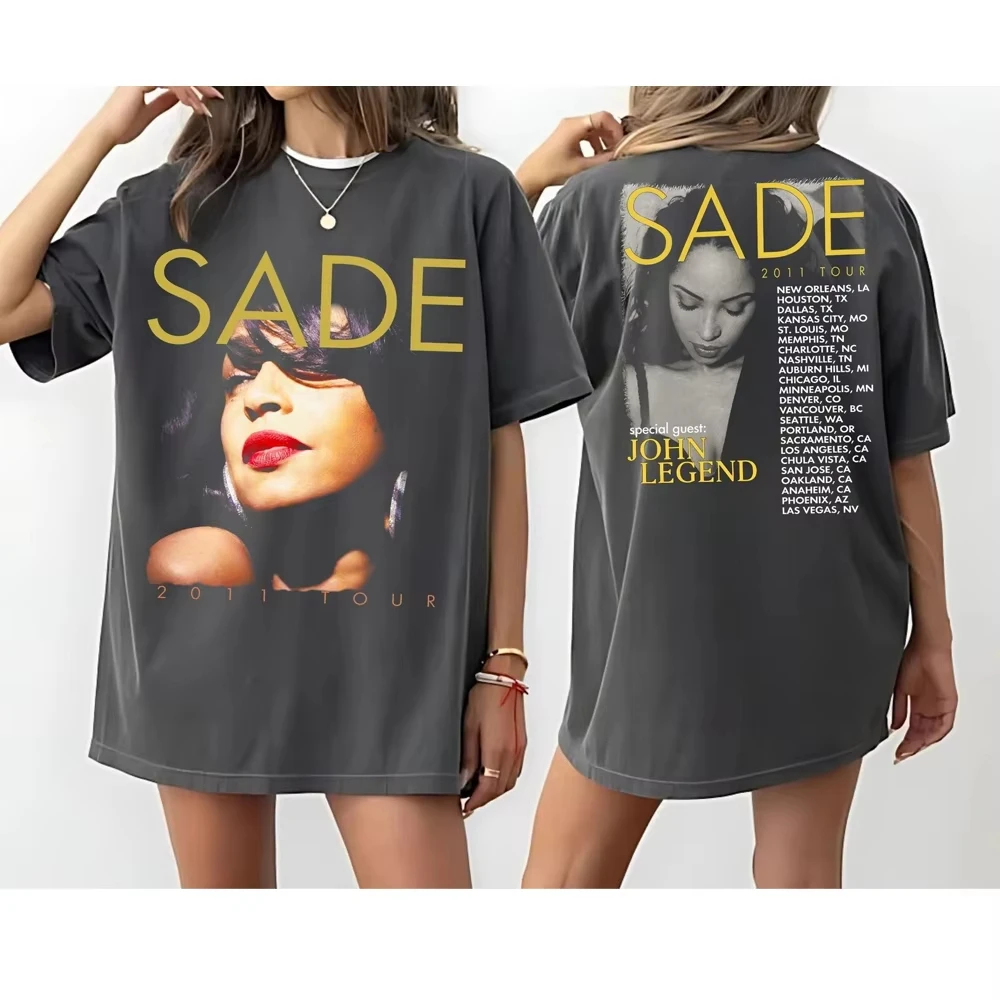 90s Singer S-Sade Print Graphic T Shirt Men Women Hip Hop Vintage Short Summer Men's and Women's Loose and Breathable T-shirt