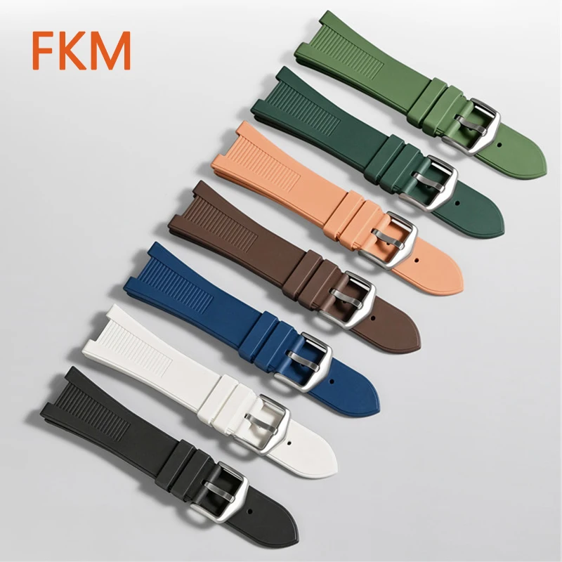 Fluoro Rubber Strap for Patek Philippe Nautilus for Citizen AW0130-85M/X/A/Z Men FKM Replace Watch Band Bracelet 25*12mm