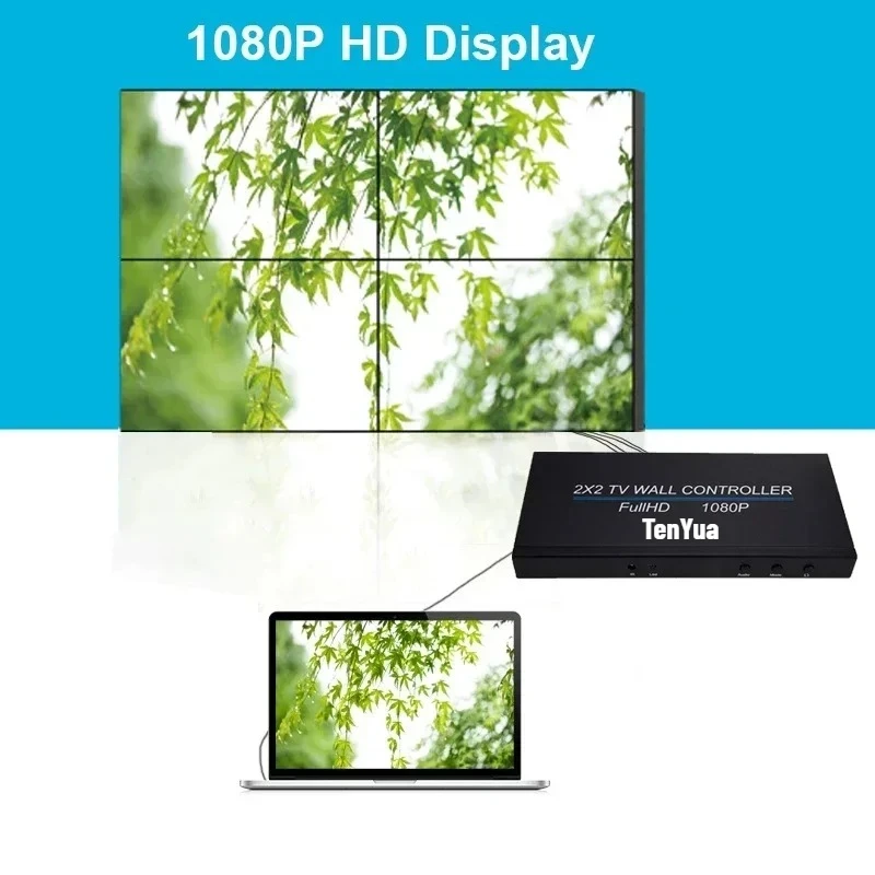 1080p 2X2 Video Wall Controller Multi Screen Processor 1x2 1x3 1x4 2x1 3x1 4x1 HD Video Splicer Splitter 2 3 4 TV Stiching Box