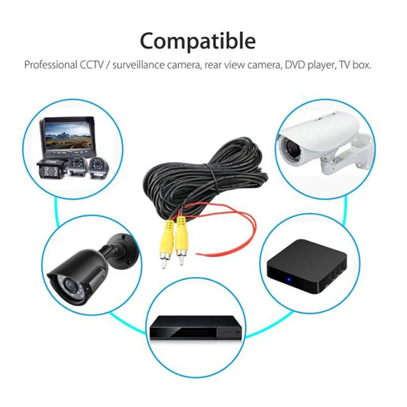 RCA male to RCA Male AV Extension Video Cable For Car Rear View Reverse Camera Wire Adapter for Car Multimedia Monitor V27