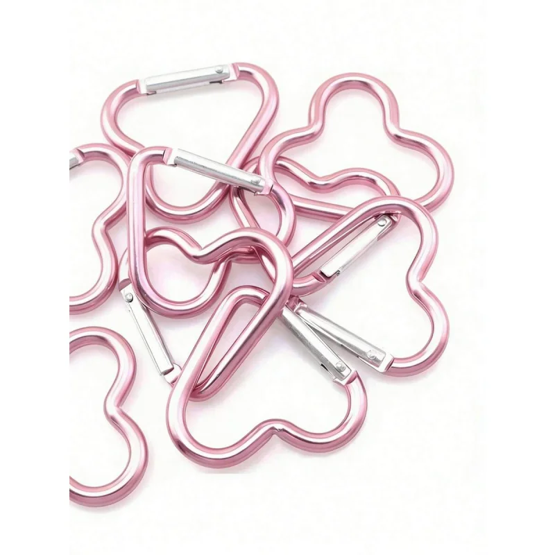 5pcs Heart-Shaped Spring Hook, Aluminum Alloy Carabiners For Men And Women, Use For Outdoor Climbing, image 3