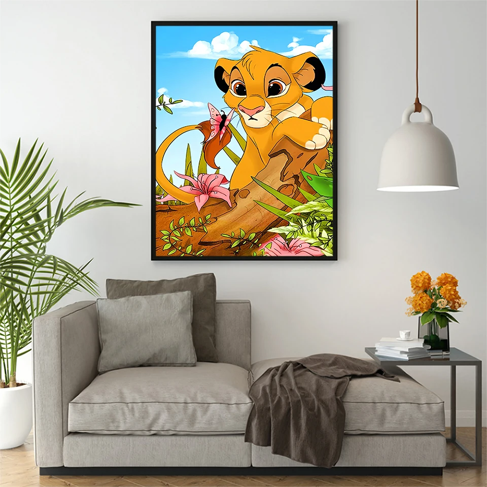 Disney Diamond Painting The King Lion Full Drill Mosaic Cartoon Rhinestone Pictures Simba Complete Kit Haft Sprzedaż Wall Art