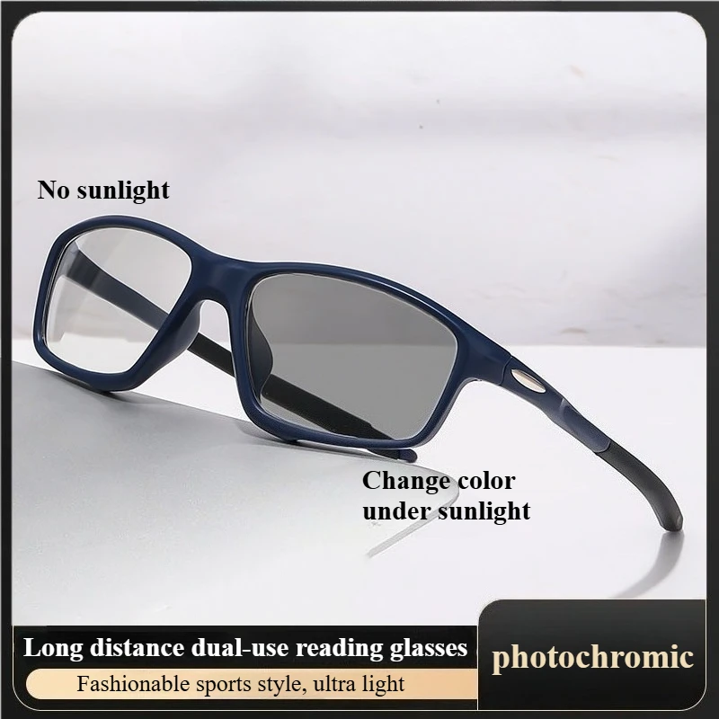 Photochrome Lesebrille für die Nähe und Ferngebrauch, Dual-Light-Lesebrille für Männer und Frauen, rutschfeste Fahrradbrille