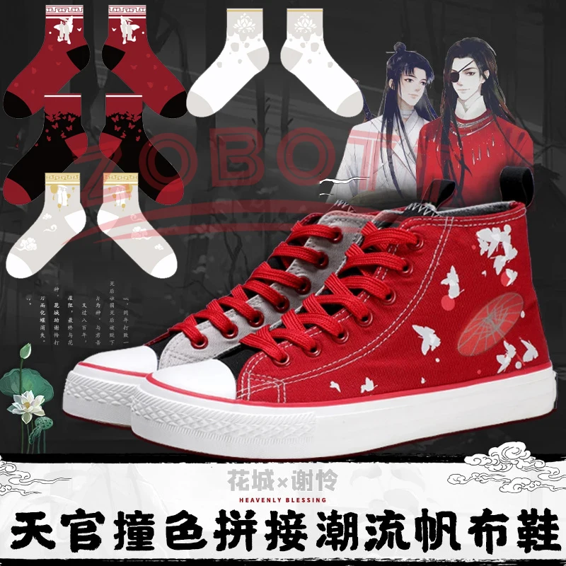 Tian Guan Ci Fu Hua Cheng Xie Lian Cosplay Canvas Shoes Women Men Student Ankle Boots Sneakers Couple High Top Sport Shoes