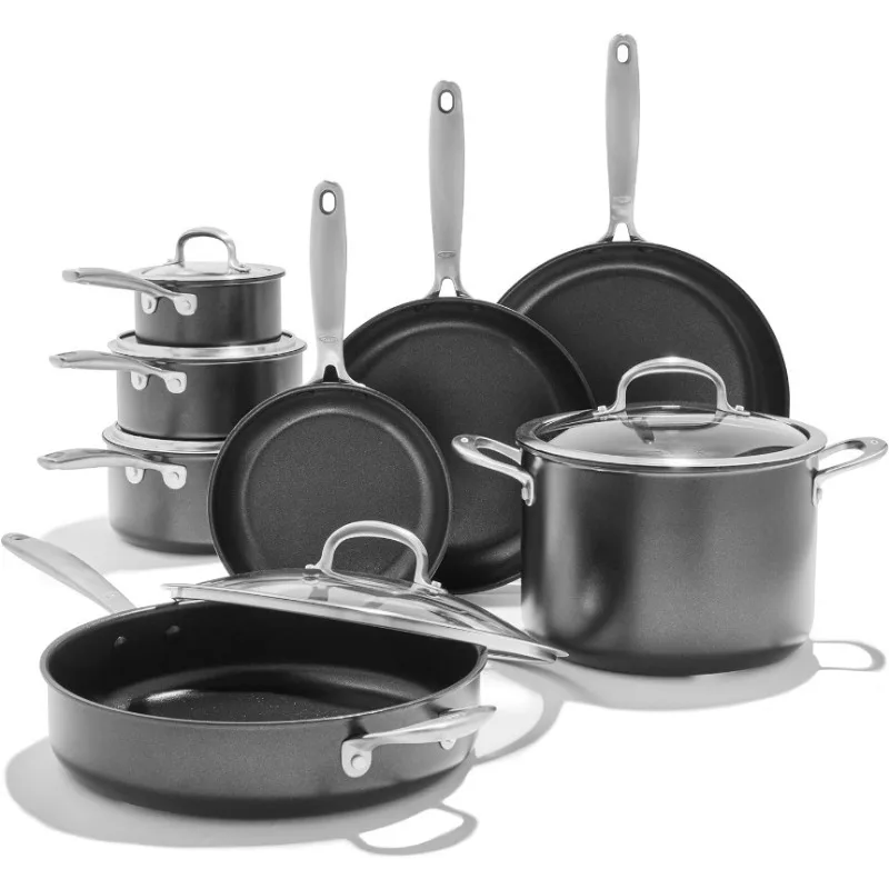 13 Piece Cookware Pots and Pans Set, 3-Layered Engineered Nonstick Coating, Frypans, Saute Pan, Stockpot,Dishwasher Safe