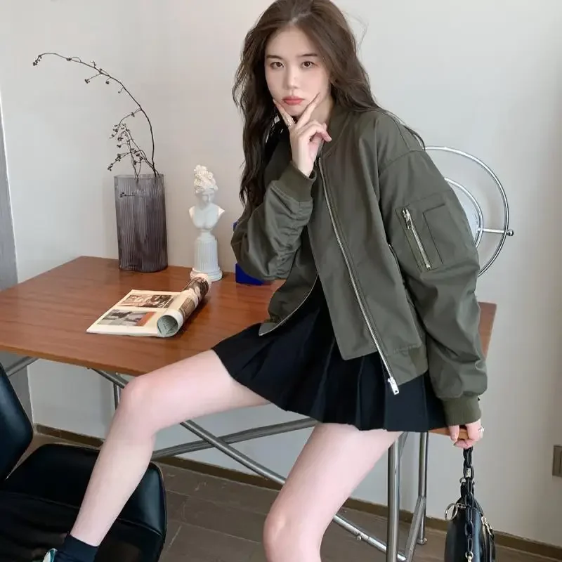 2026 New Women Varsity Bomber Jacket Loose Short Baseball Coat Korean Streetwear Y2K Retro Casual Jacket Outerwear