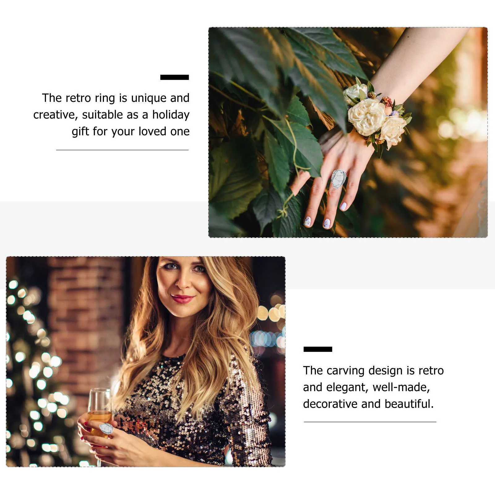 

Retro Turquoise Ring Elegant Carving Design Holiday Gift Fashion Jewelry Women Finger Ring Bohemian Girl