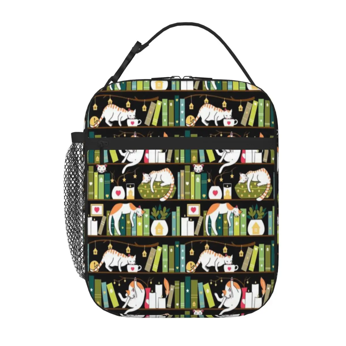Hot Sale Library Cats - Whimsical Cats On The Book Shelves Unisex Snack Bag Fitness Snack Cooler Lunch Bag