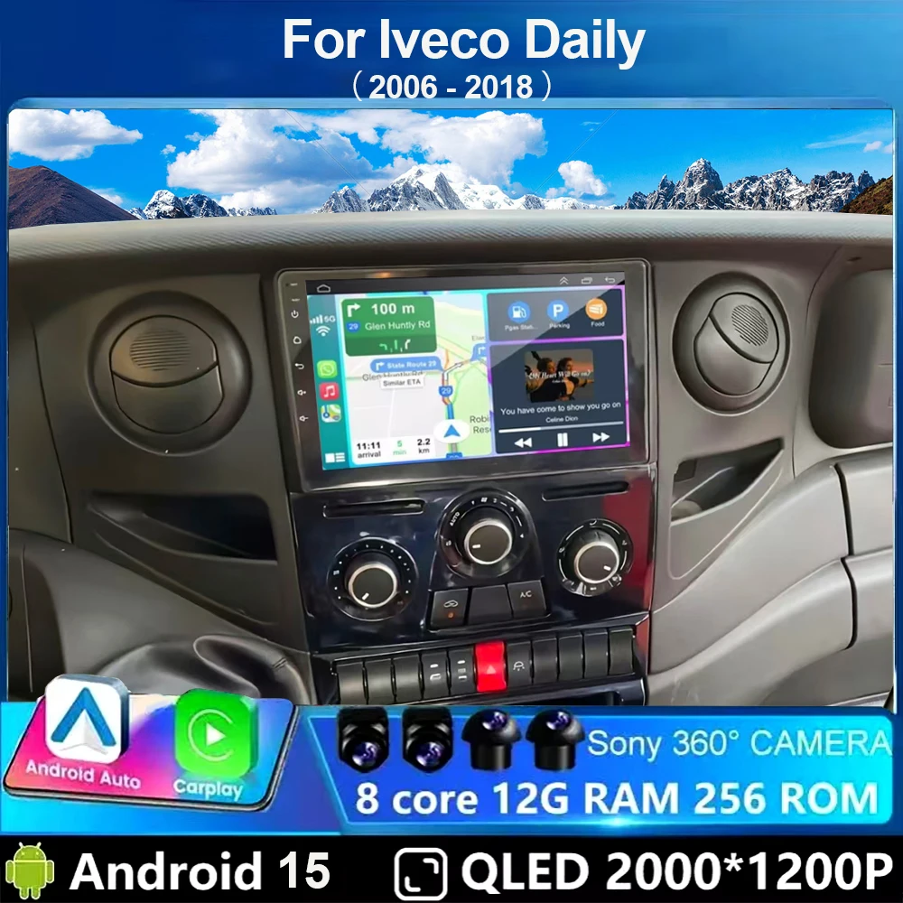 Android 15 Carplay Auto For Iveco Daily 2006-2018 Car Radio Multimedia Video Player 5G Wifi GPS Navigation Head Unit