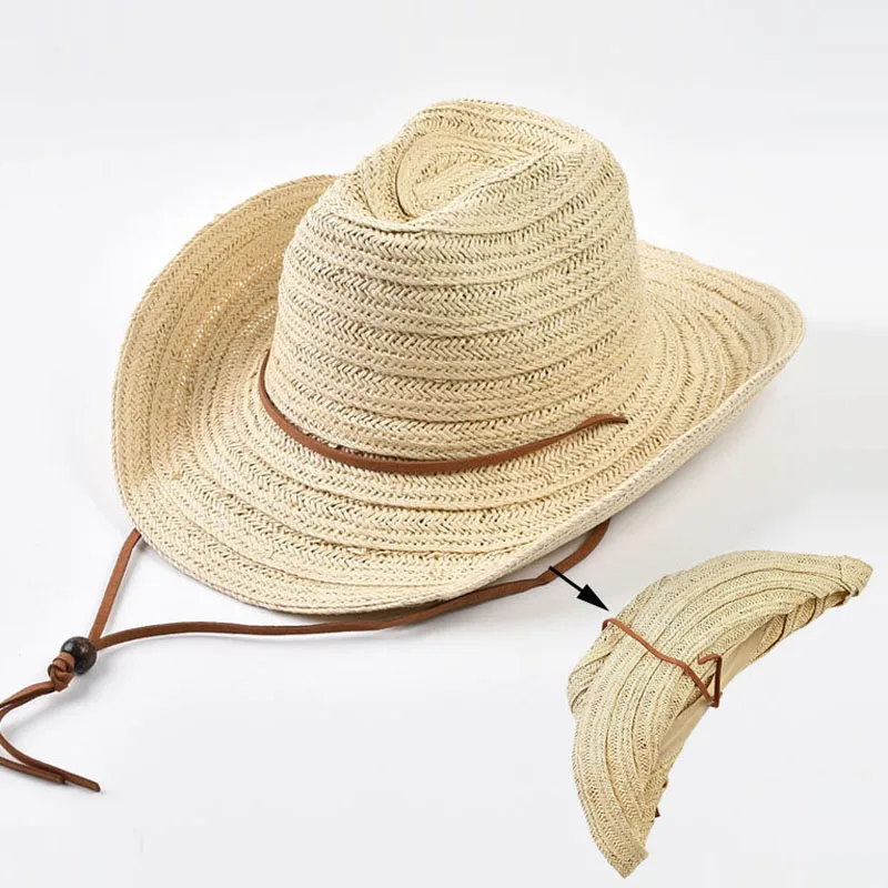 

Ковбойские шляпы из бумажной соломки для женщин и мужчин, летние, в стиле Калифорния, для отдыха на море, с загнутыми полями, солнцезащитные