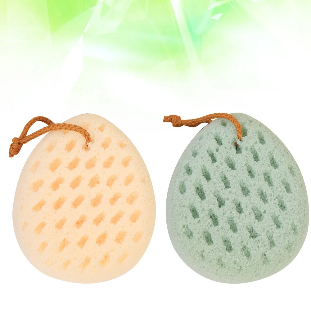 2Pcs Bath Sponge Brush Shower Exfoliating Tool Soft High Quality Sponge Body Scrub Foaming Cleanser Easy Hang Rope Bathroom